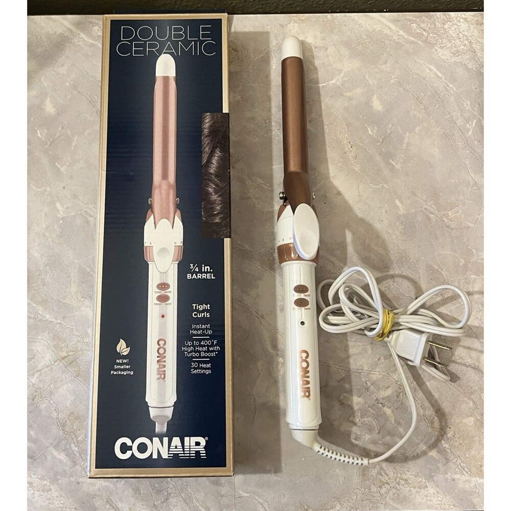 Conair Double Ceramic Curling Iron White/Rose Gold 3/4 Inch Barrel